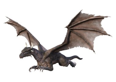 3D render masal Dragon beyaz