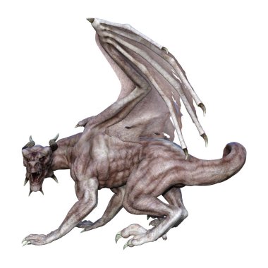 3D render masal Dragon beyaz