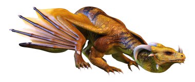 3D render masal Dragon beyaz