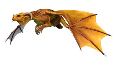 3D render masal Dragon beyaz