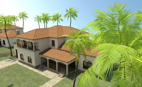 Casas de campo de renderizado 3D — Foto de Stock