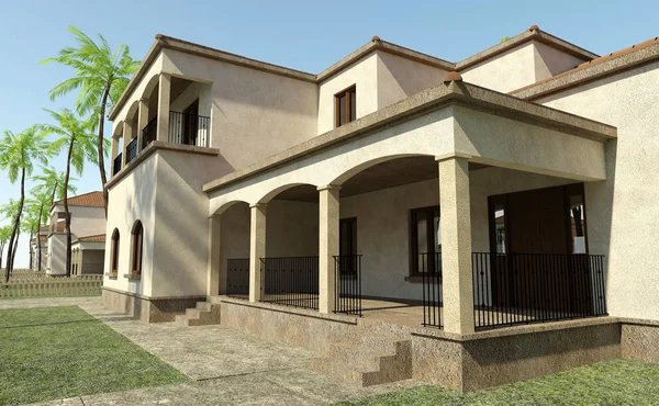 Casas de campo de renderizado 3D — Foto de Stock