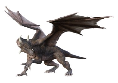 3D render masal Dragon beyaz
