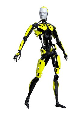 3D render erkek Robot üzerinde beyaz