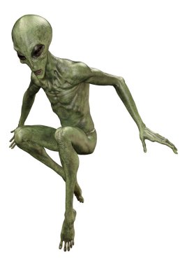 3D beyaz yeşil uzaylı oluşturma