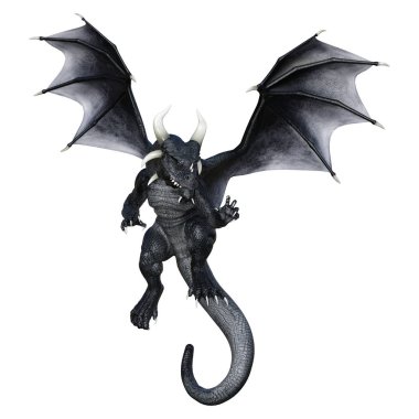 3D render masal Dragon beyaz