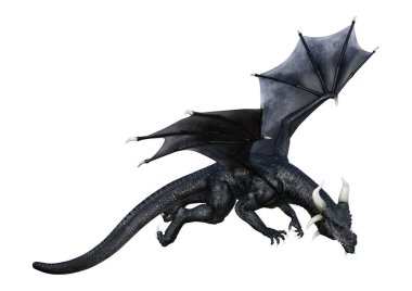 3D render masal Dragon beyaz