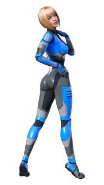 3D render kadın Robot üzerinde beyaz