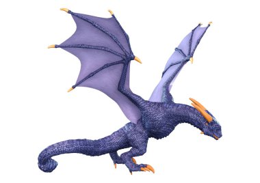 3D render masal Dragon beyaz