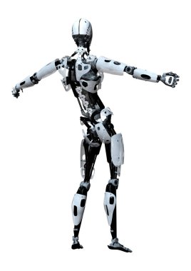 3D render erkek Robot üzerinde beyaz