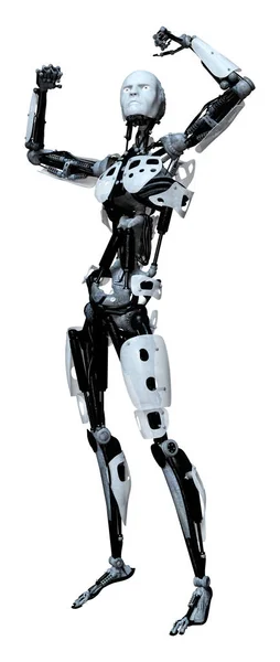 Robot mâle rendu 3D sur blanc — Photo