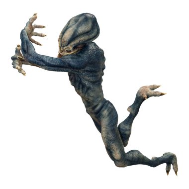 3D Fantezi Uzaylıyı Beyaz Üzerine Hazırlama