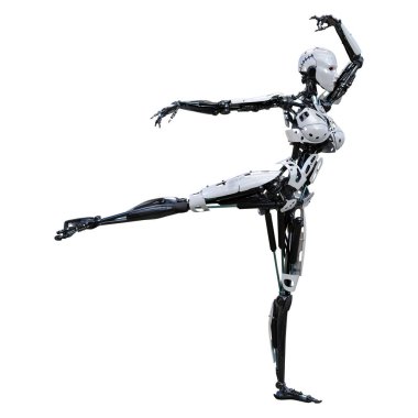 3D render kadın Robot üzerinde beyaz