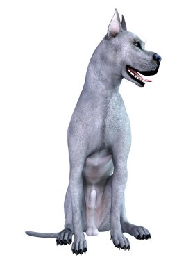 3D Render mavi büyük Dane köpeği beyaz