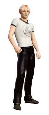 3D render genç çocuk beyaz