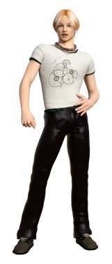 3D render genç çocuk beyaz