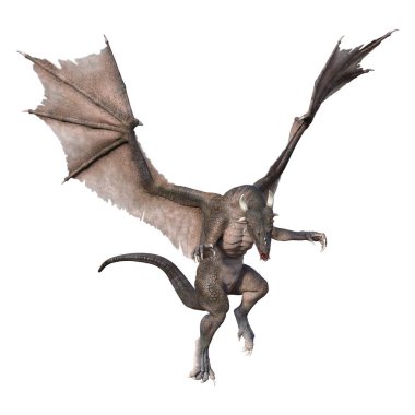 3D render masal Dragon beyaz