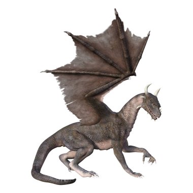 3D render masal Dragon beyaz