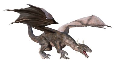 3D render masal Dragon beyaz