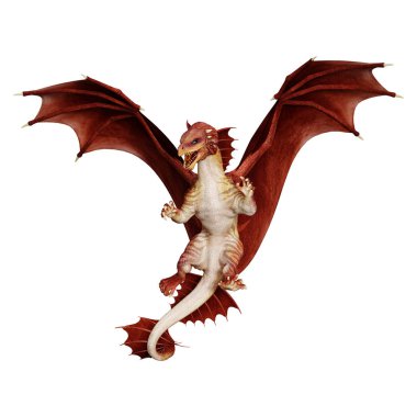 3D render masal Dragon beyaz