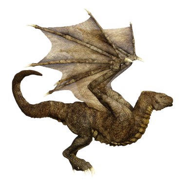 3D render masal Dragon beyaz