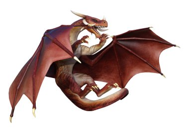3D render masal Dragon beyaz