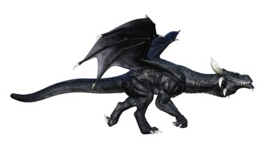 3D render masal Dragon beyaz
