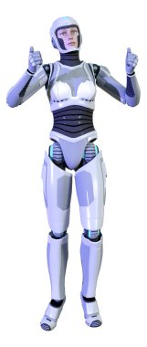 3D render kadın Robot üzerinde beyaz