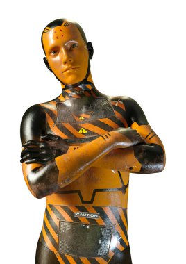 3D render erkek Robot üzerinde beyaz