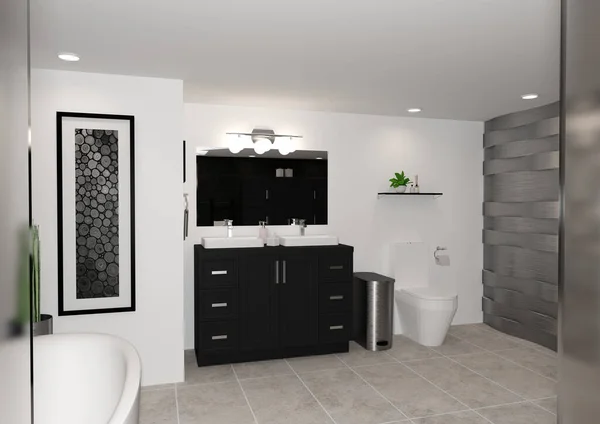 3D візуалізація сучасної ванної кімнати — стокове фото