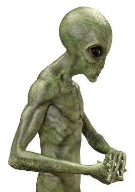 3D beyaz yeşil uzaylı oluşturma