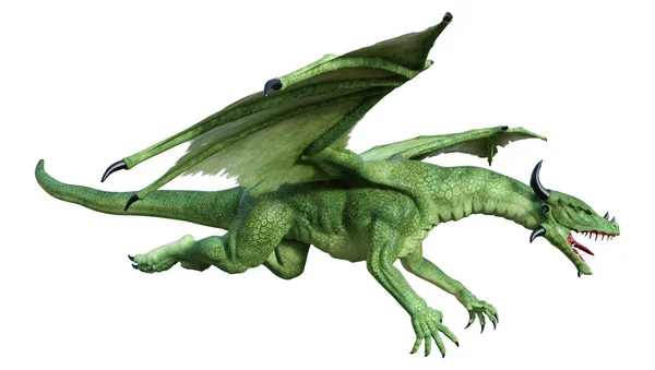 Rendu 3D conte de fées dragon sur blanc — Photo