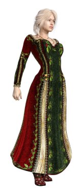 3D render peri masalı Prenses beyaz