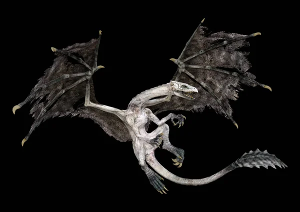 Dragón de cuento de hadas de representación 3D en negro —  Fotos de Stock
