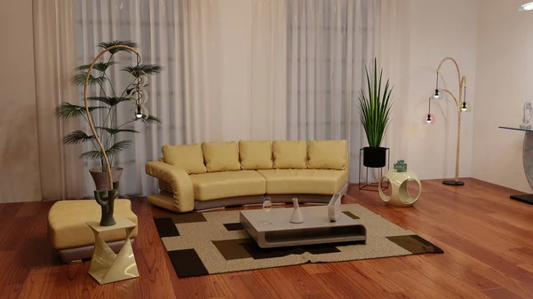 3D Renderização Feminino Quarto Interior — Fotografia de Stock