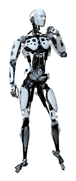 Robot maschio di rendering 3D su bianco — Foto Stock