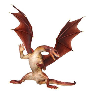 3D render masal Dragon beyaz