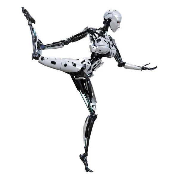 Rendering Robot Femmina Isolato Sfondo Bianco — Foto Stock