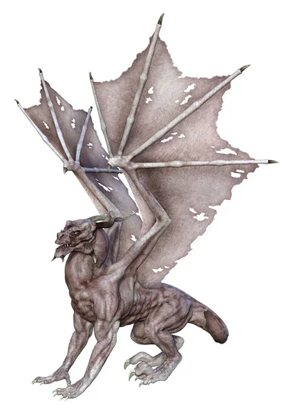 Rendering Drago Fantasy Isolato Sfondo Bianco — Foto Stock
