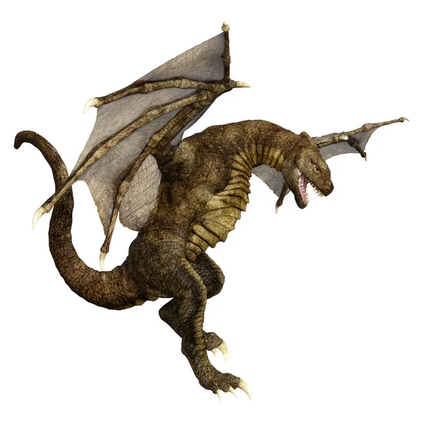 Rendering Fantasy Dragon Isolated White Background — Stock Photo, Image