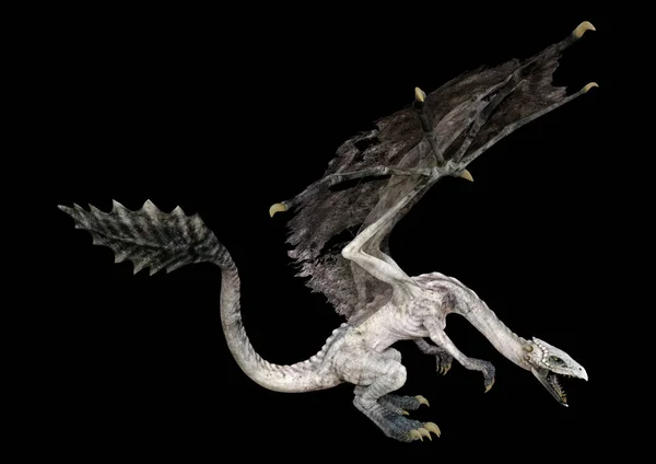 Darstellung Eines Fantasie Drachen Isoliert Auf Schwarzem Hintergrund — Stockfoto