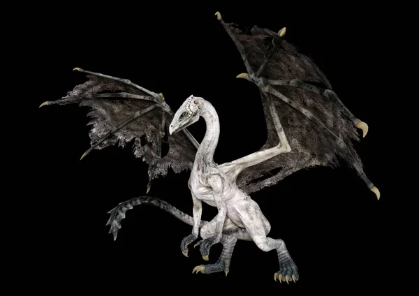 Візуалізація Фентезійного Дракона Ізольовано Чорному Тлі — стокове фото