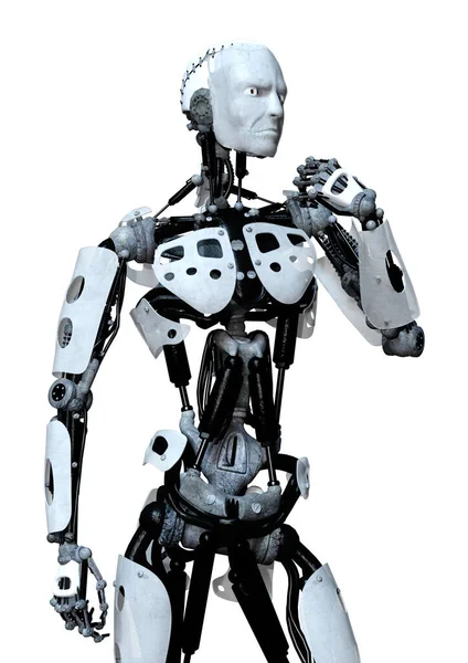 Rendering Eines Männlichen Roboters Isoliert Auf Weißem Hintergrund — Stockfoto