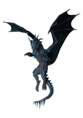 Beyaz arka planda izole edilmiş bir fantezi ejderhanın 3 boyutlu canlandırması