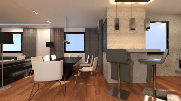 Rendu Intérieur Appartement Moderne — Photo