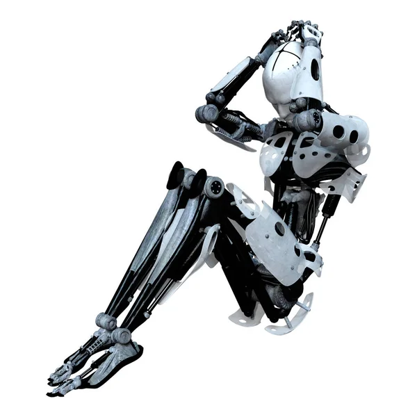 Rendering Male Robot Isolated White Background — Stock Photo, Image