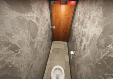 İçerideki tuvalet kabininin 3 boyutlu görüntüsü