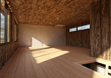 İçerideki tuvaletin 3 boyutlu görüntülenmesi