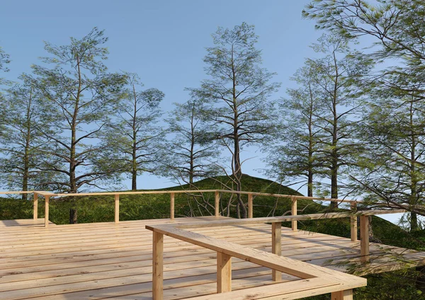 Renderização Uma Casa Árvore Verão Uma Floresta — Fotografia de Stock