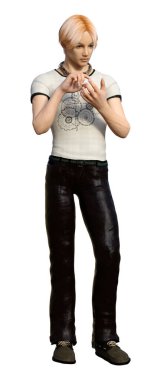 Beyaz arka planda izole edilmiş bir gencin 3D görüntüsü